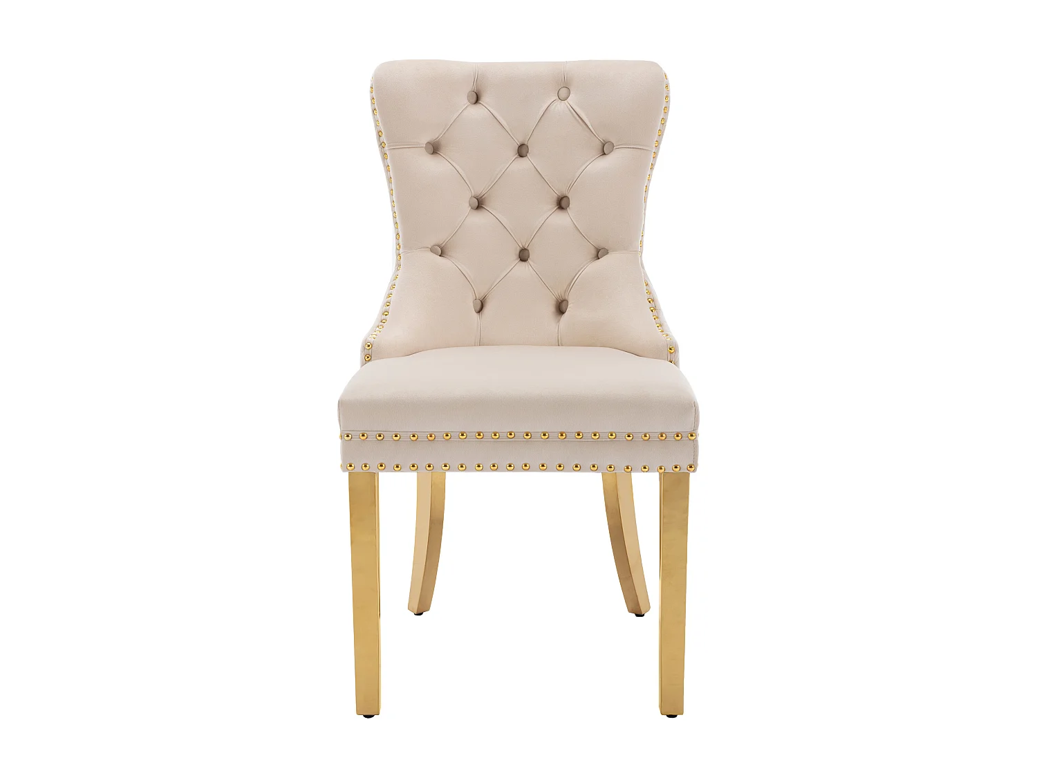 Silla de comedor de terciopelo beige con patas de acero inoxidable dorado, diseño original, cocina salón, 50x45x95 cm, juego de 4