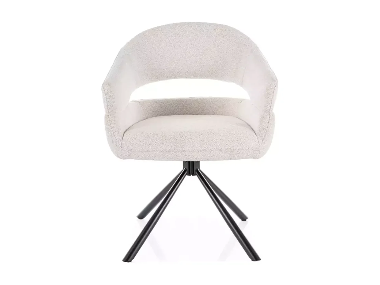 Chaise tissu doux avec accoudoirs design pivotante à 180° beige LAVIN