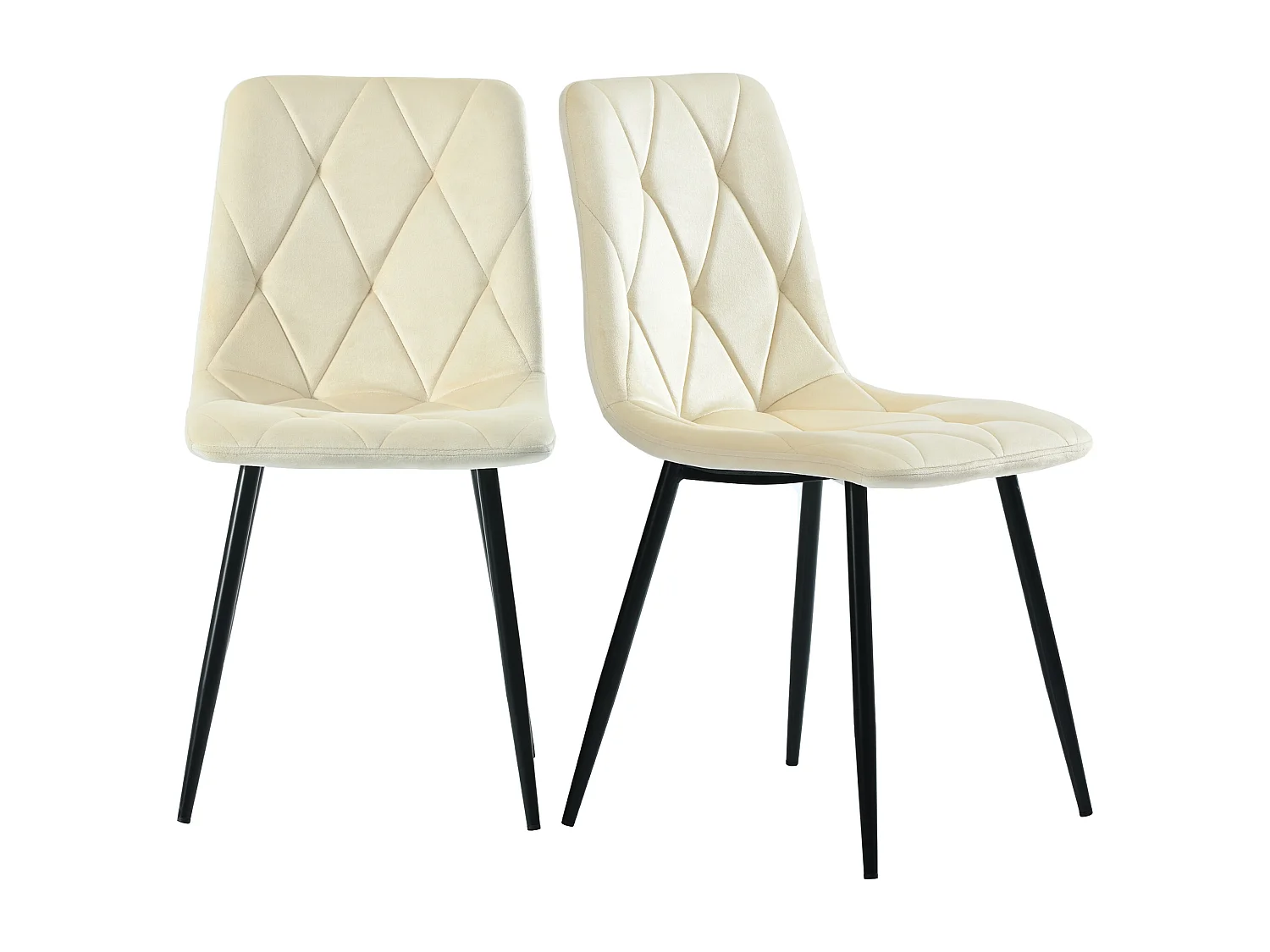 Conjunto de 4 sillas de comedor de terciopelo sarga beige con respaldo metálico de diseño moderno y patas metálicas 45x40x86 cm