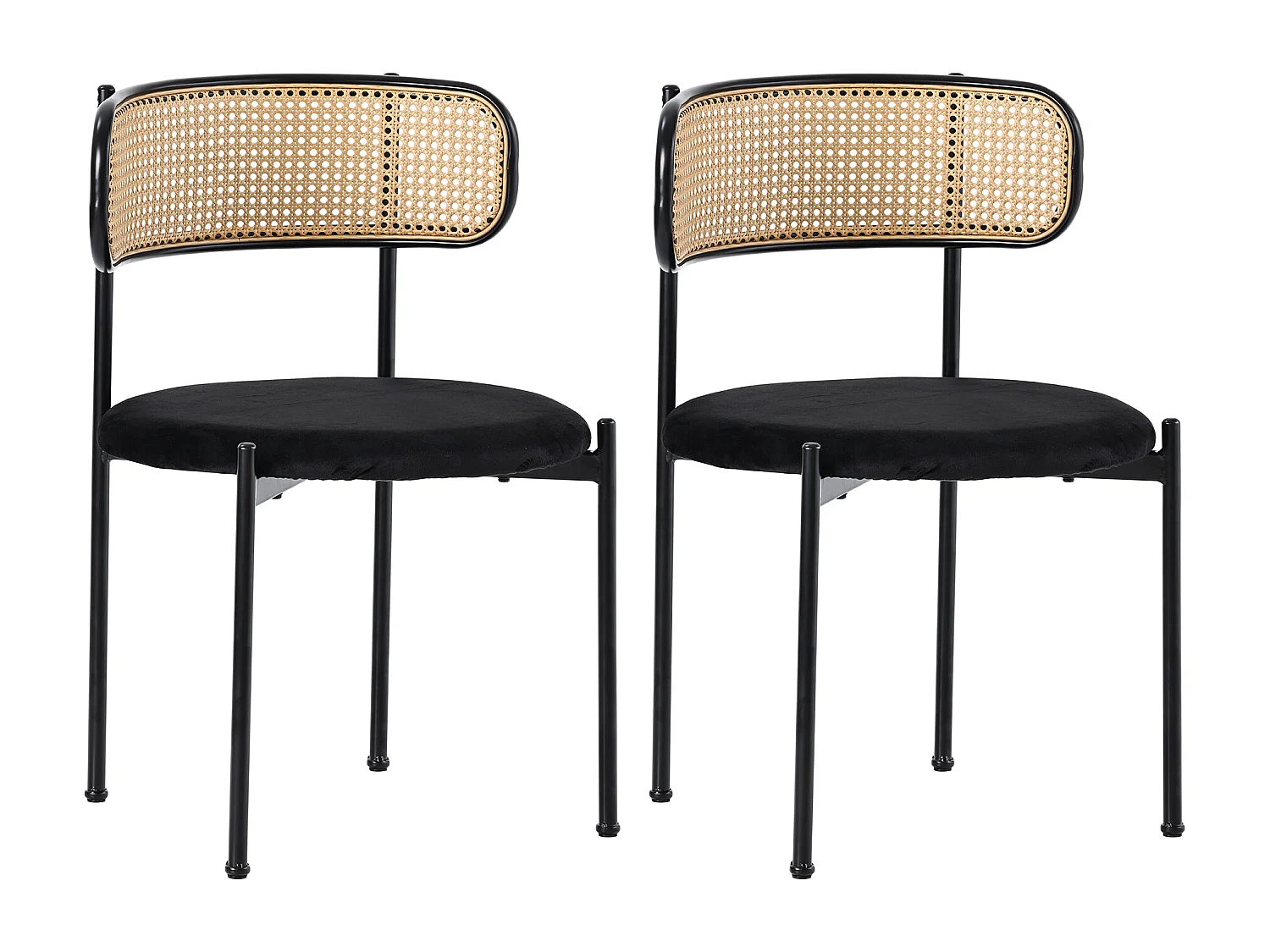 Chaise longue da pranzo in velluto nero con dossier rotondo in metallo per salone o camera