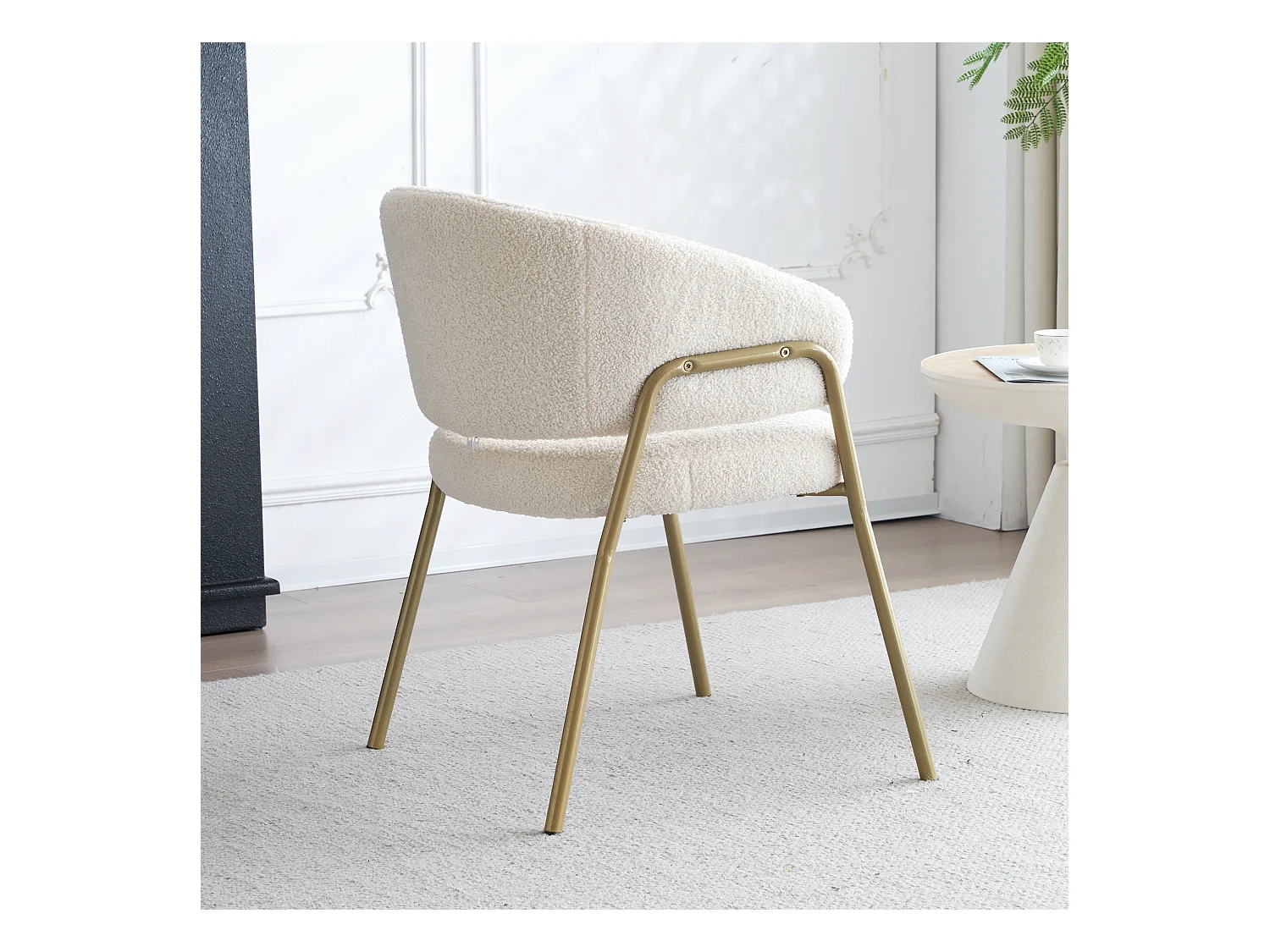 Chaise salle à manger velluto bianco pieds dorés design moderno confortevole 49x48x78 cm lotto di 1