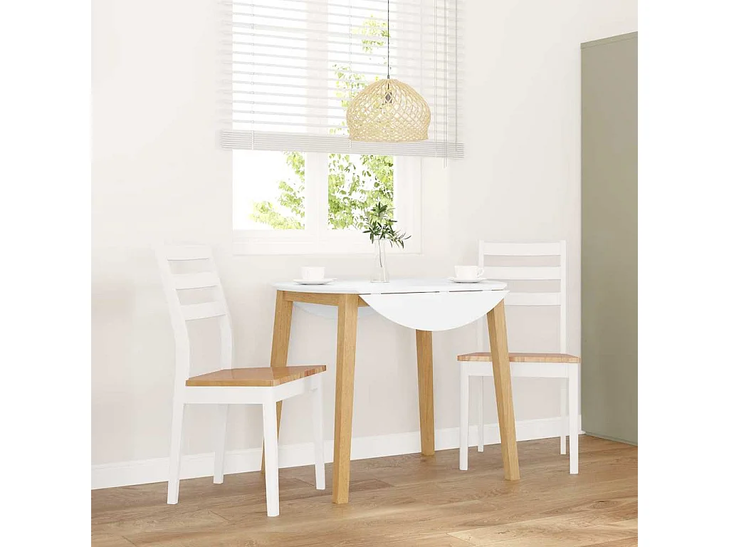 Chaises à manger 2 pcs blanc bois massif caoutchouc