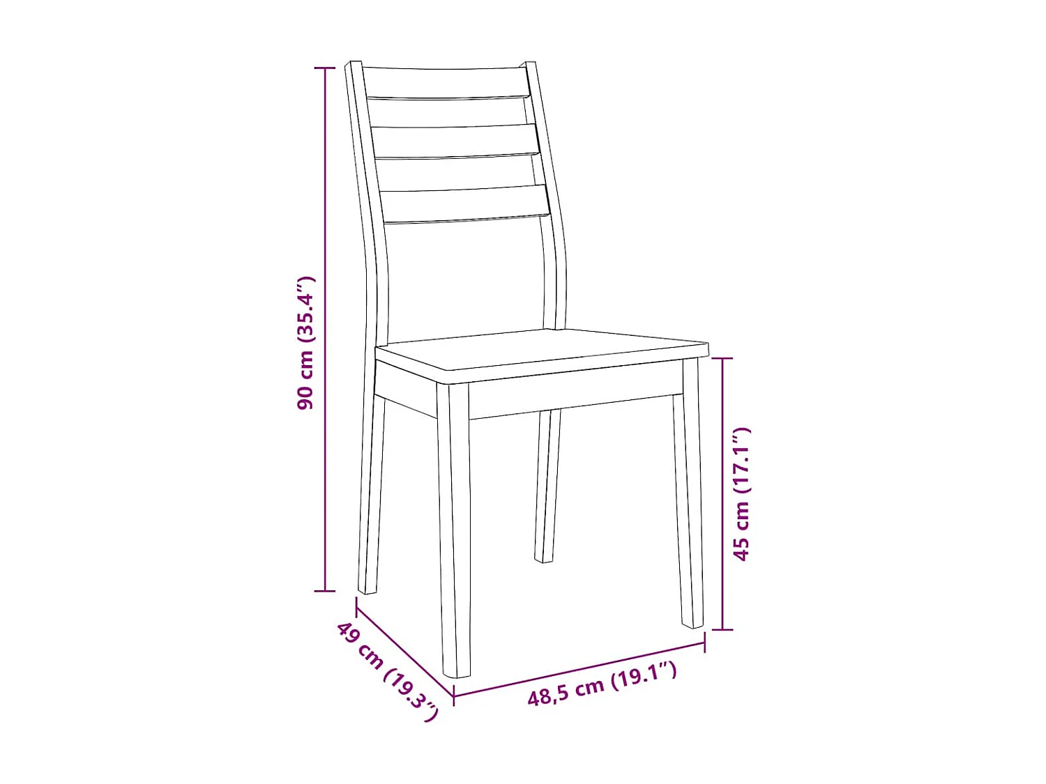 Chaises à manger 2 pcs blanc bois massif caoutchouc