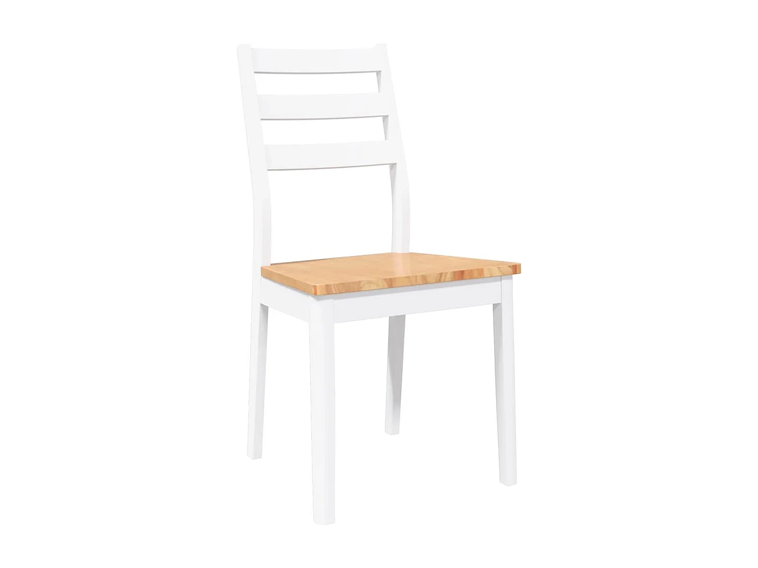 Chaises à manger 2 pcs blanc bois massif caoutchouc