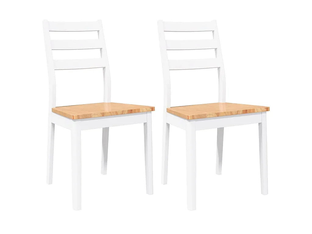 Chaises à manger 2 pcs blanc bois massif caoutchouc