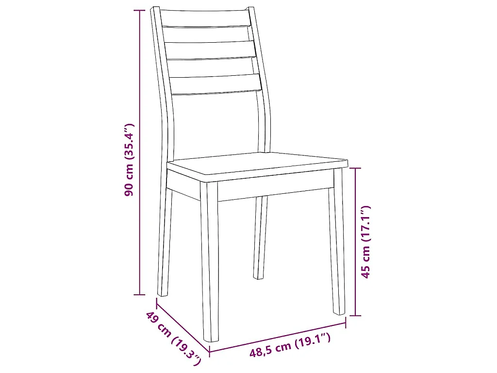 Chaises à manger 2 pcs blanc bois massif caoutchouc