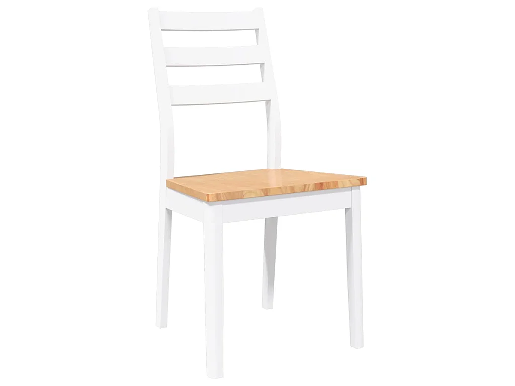 Chaises à manger 2 pcs blanc bois massif caoutchouc