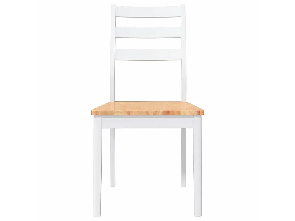 Chaises à manger 2 pcs blanc bois massif caoutchouc