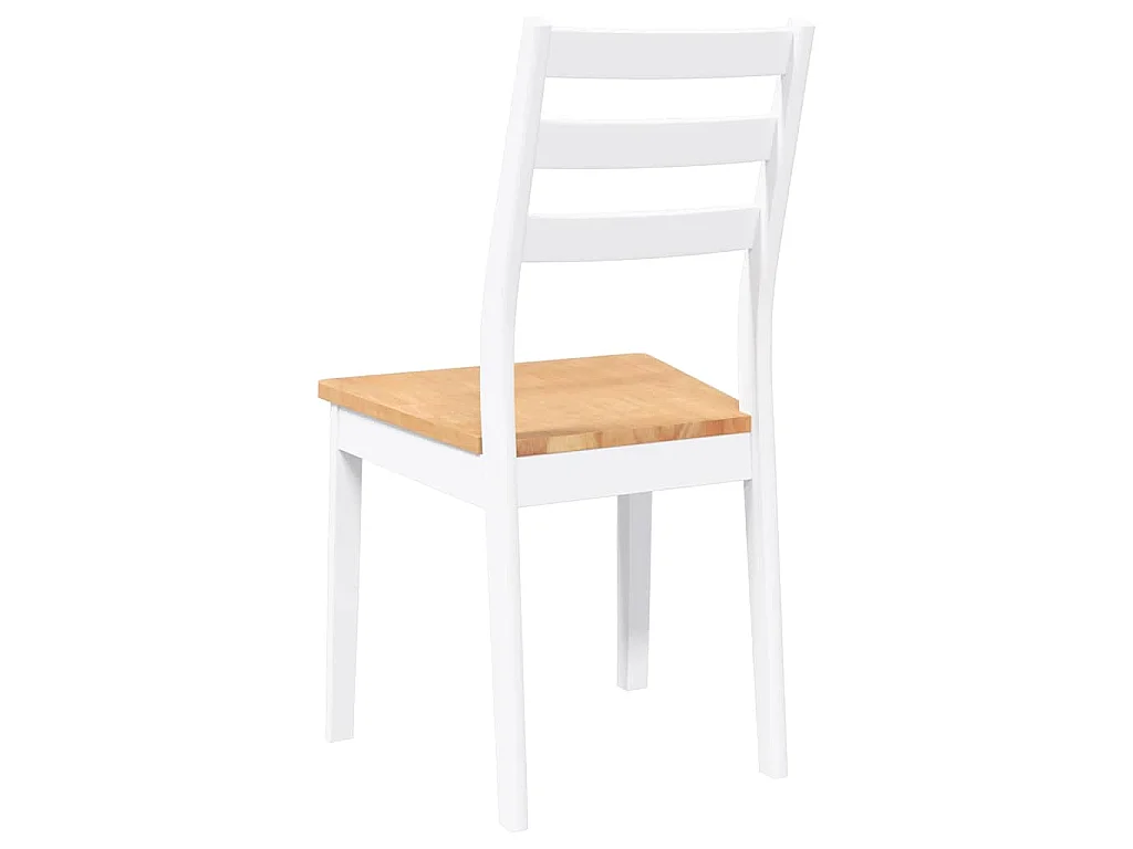 Chaises à manger 2 pcs blanc bois massif caoutchouc