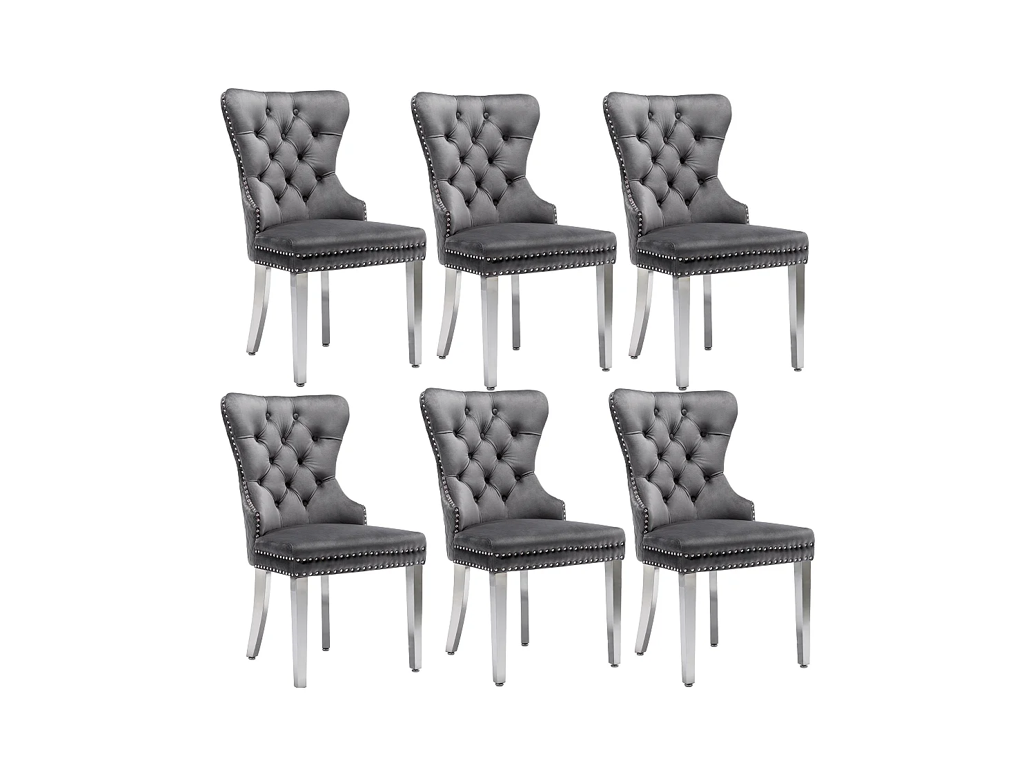 Chaise salle à manger velluto pieds metal design elegante e confortevole per la cucina salone grigio lotto di 6