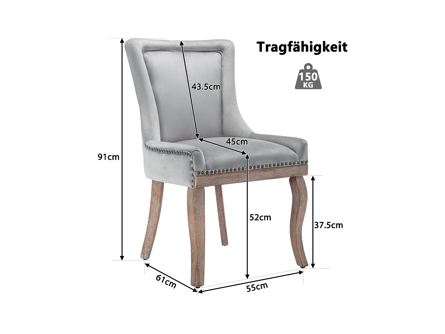 Chaise salle à manger velluto pieds bois massiccio design confortevole elegante grigio per cucina salone lotto di 2