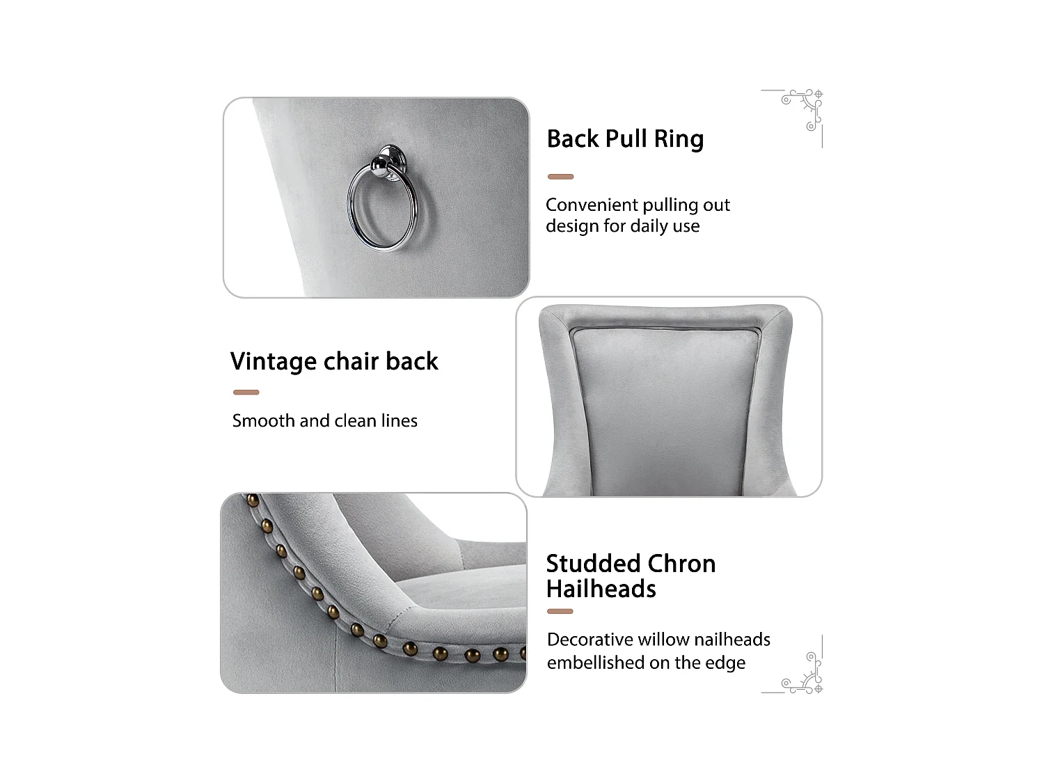 Chaise salle à manger velluto pieds bois massiccio design confortevole elegante grigio per cucina salone lotto di 2