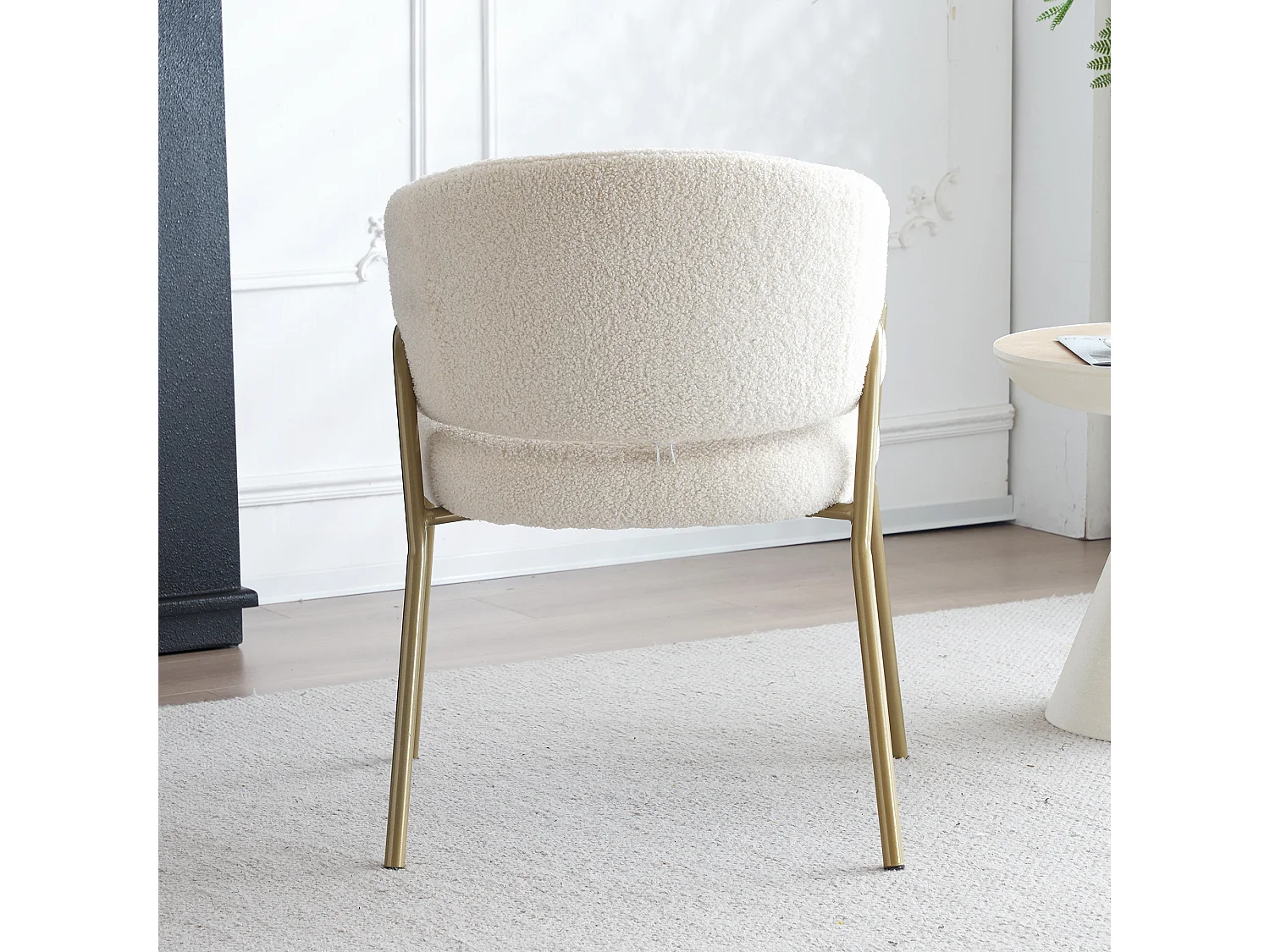 Cadeira de jantar em veludo branco com pernas douradas, design moderno, confortável, 49x48x78 cm, conjunto de 2