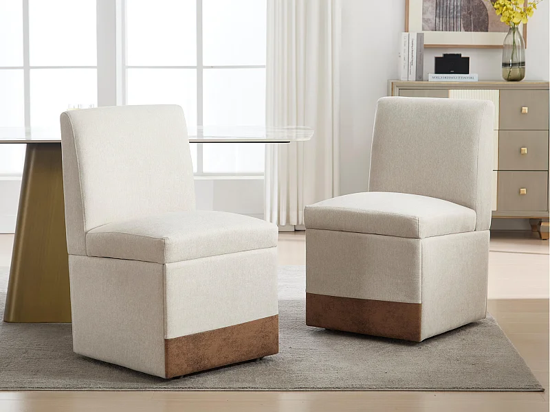 Draaifauteuil - Set van 2 stoelen - linnen stof - vierkant design - veelzijdig en praktisch