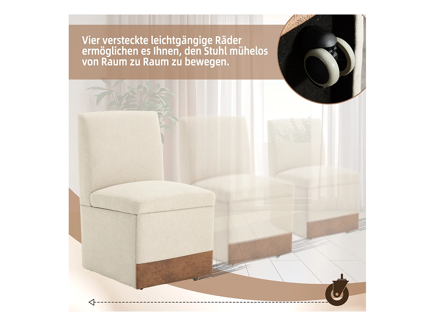 Fauteuil pivotant — Lot de 2 chaises - tissu en lin beige — design carré — polyvalent et pratique