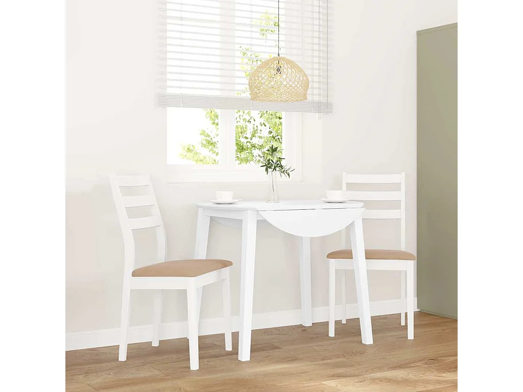 Sedie da Pranzo con Cuscini 2 pz Bianco Legno Massello di Hevea