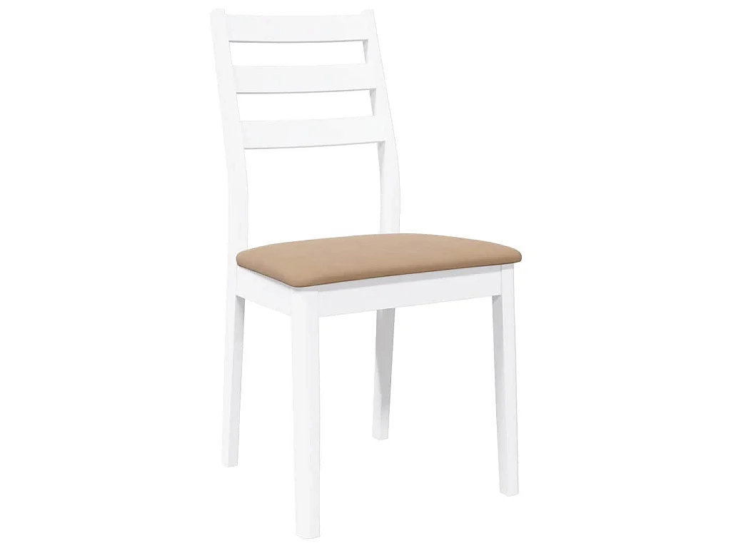 Sedie da Pranzo con Cuscini 2 pz Bianco Legno Massello di Hevea