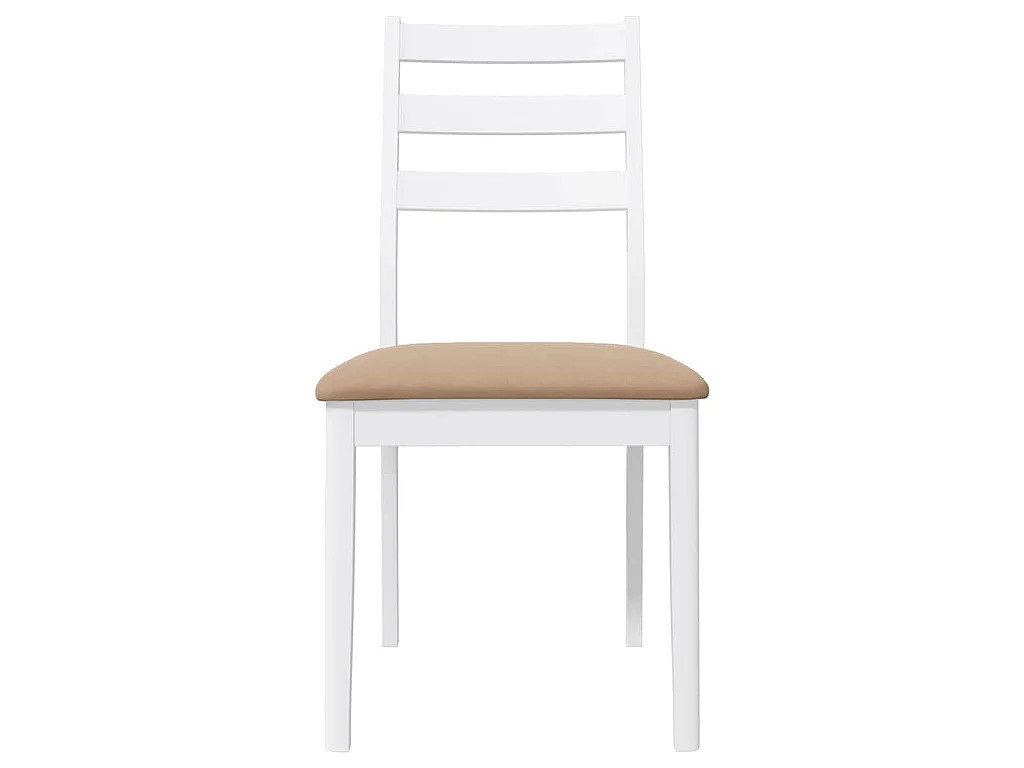 Sedie da Pranzo con Cuscini 2 pz Bianco Legno Massello di Hevea