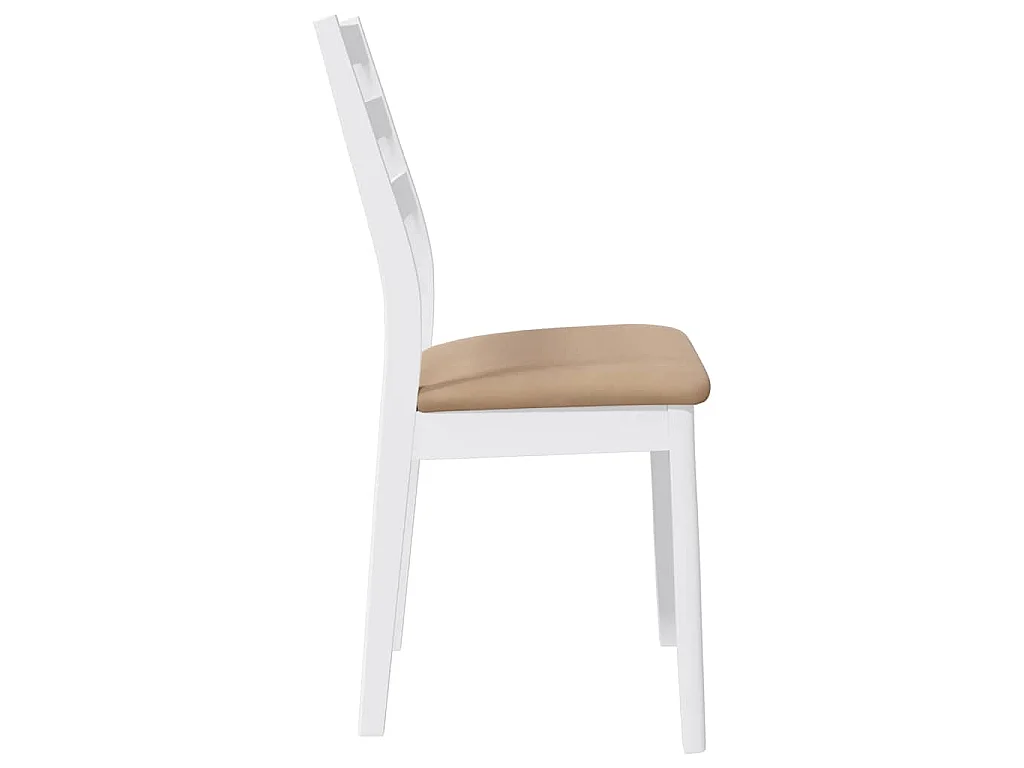 Sedie da Pranzo con Cuscini 2 pz Bianco Legno Massello di Hevea