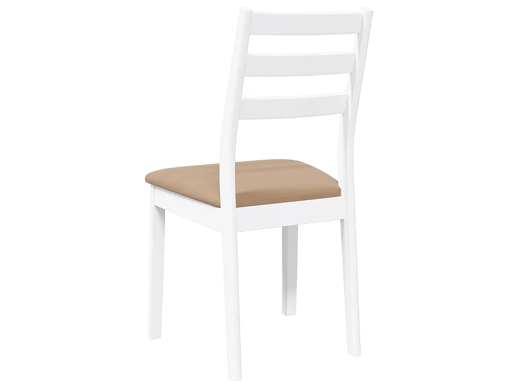 Sedie da Pranzo con Cuscini 2 pz Bianco Legno Massello di Hevea