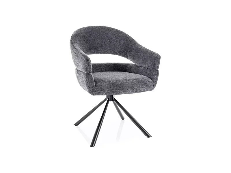 Chaise tissu doux avec accoudoirs design pivotante à 180° gris LAVIN