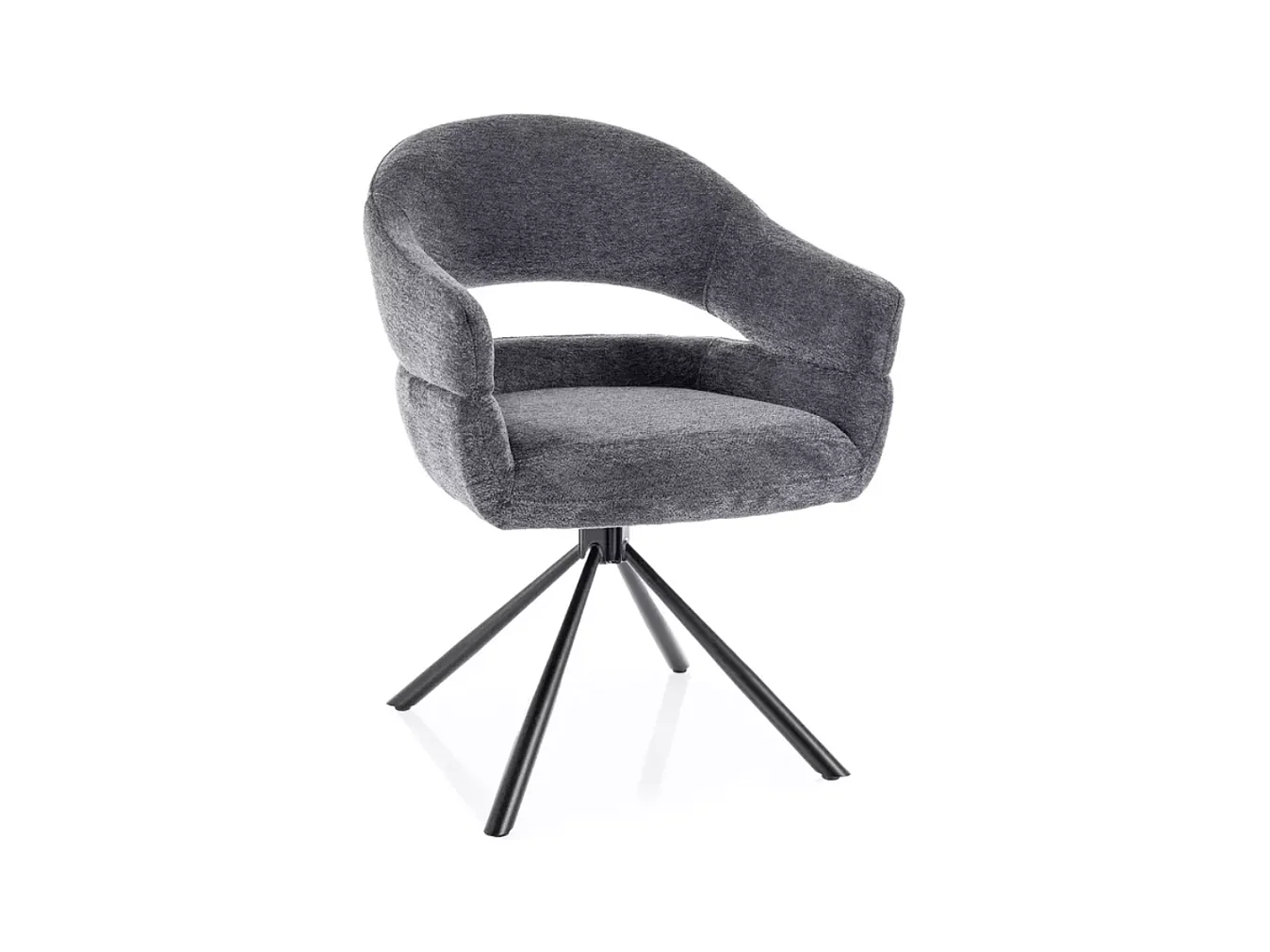 Chaise tissu doux avec accoudoirs design pivotante à 180° gris LAVIN