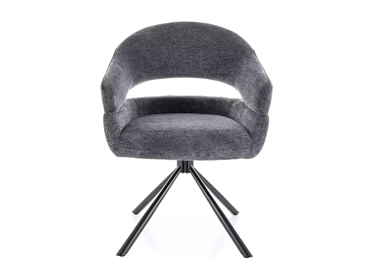 Chaise tissu doux avec accoudoirs design pivotante à 180° gris LAVIN