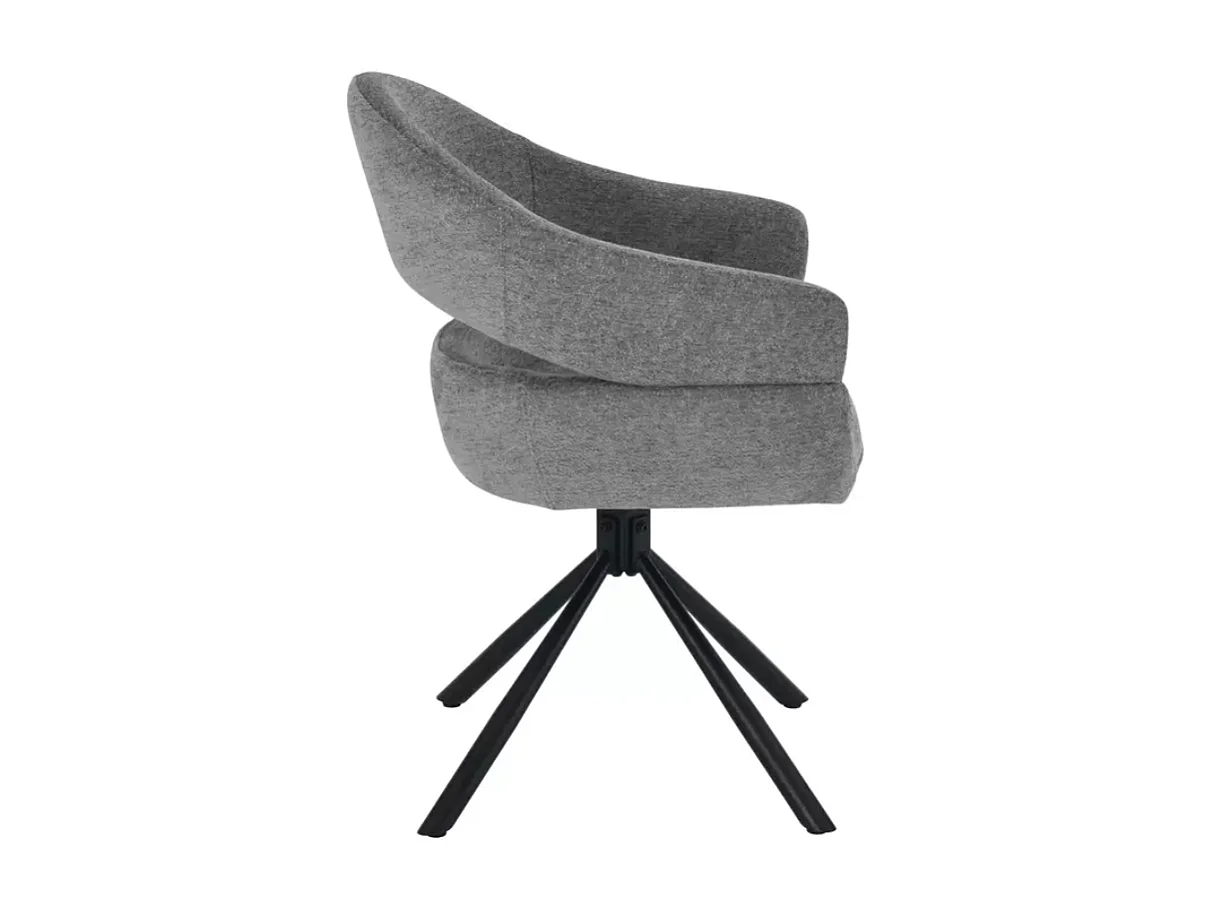 Chaise tissu doux avec accoudoirs design pivotante à 180° gris LAVIN