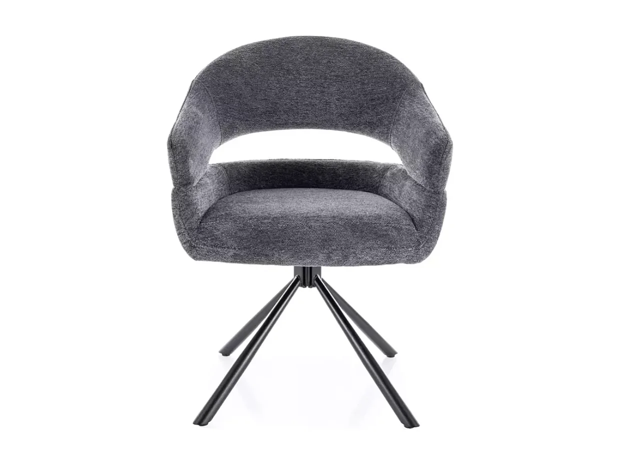 Chaise tissu doux avec accoudoirs design pivotante à 180° gris LAVIN