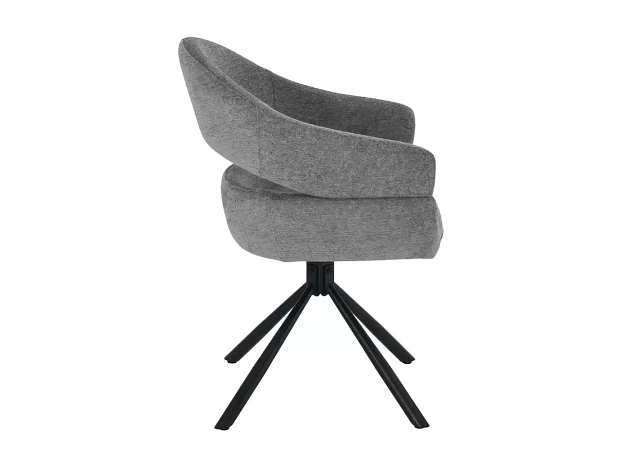 Chaise tissu doux avec accoudoirs design pivotante à 180° gris LAVIN