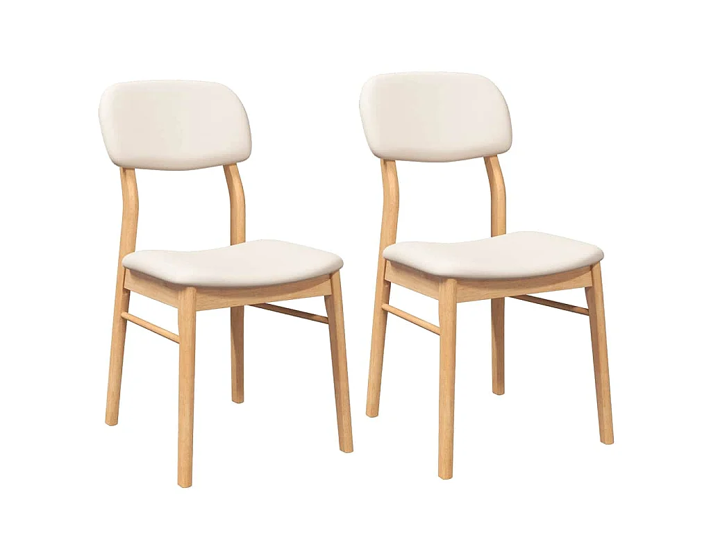Eetkamerstoelen met kussens 2 st massief hout naturel rubber