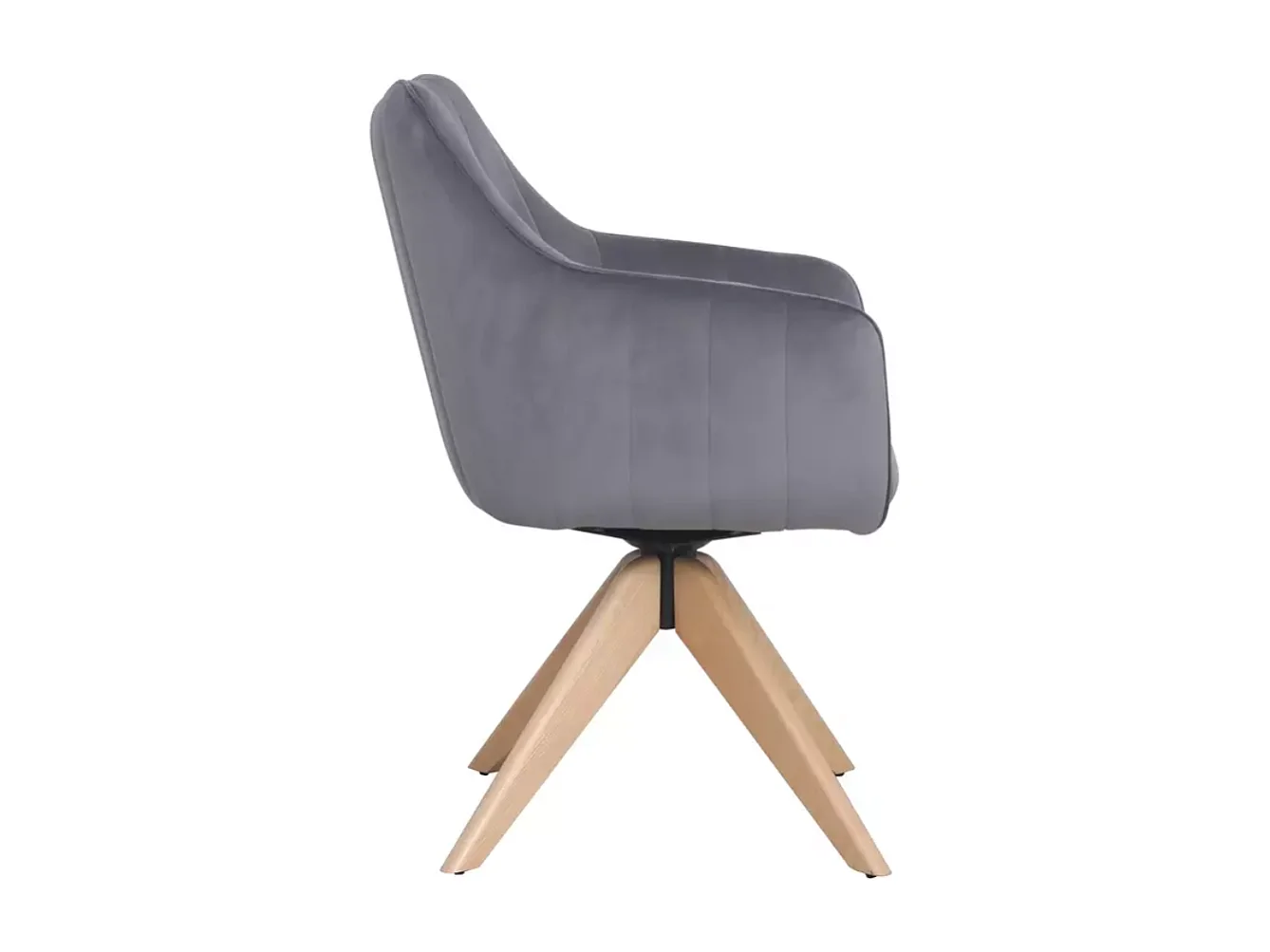 Chaise pivotante en tissu velours gris confortable et structure bois SWOP