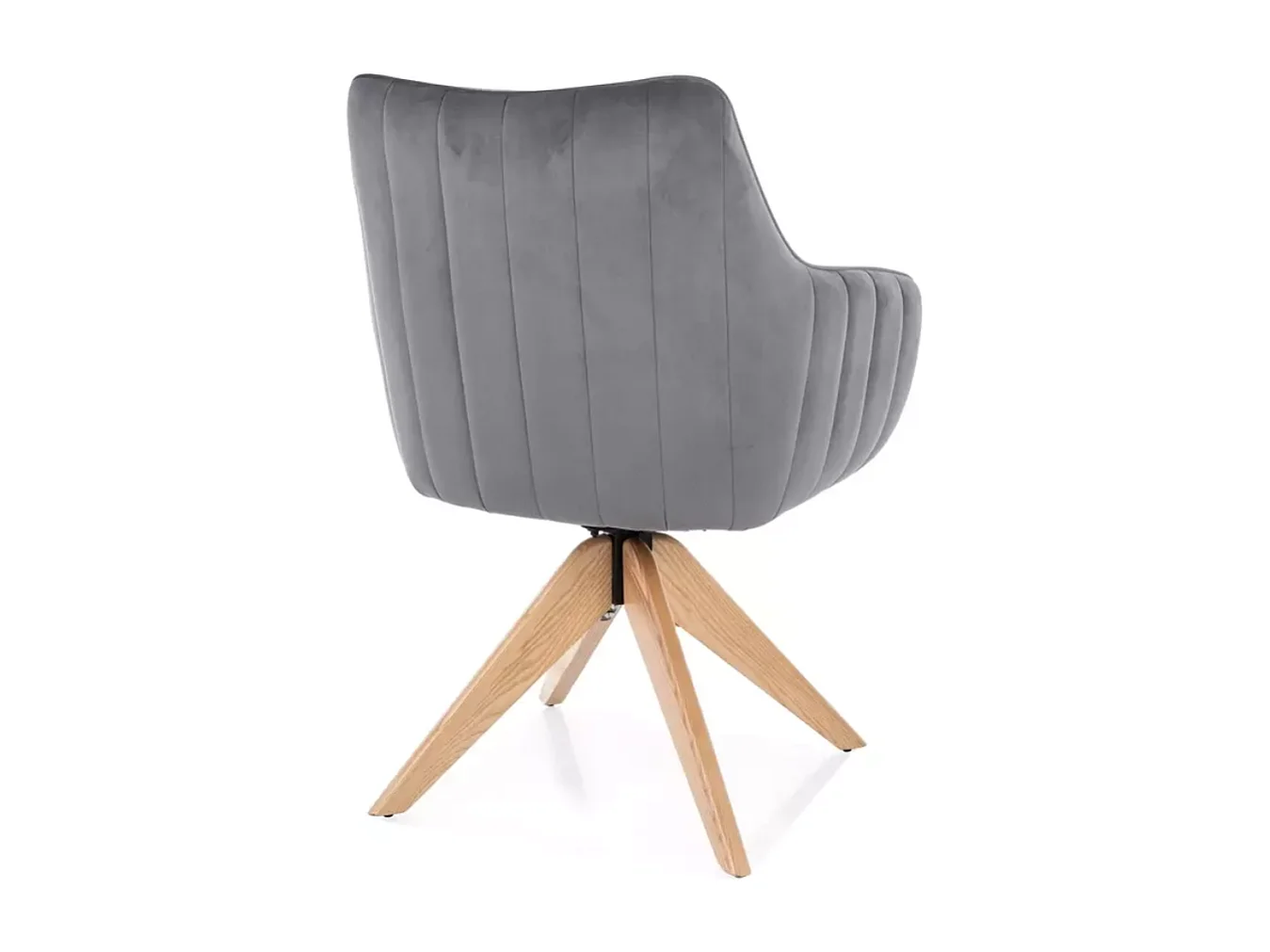 Chaise pivotante en tissu velours gris confortable et structure bois SWOP