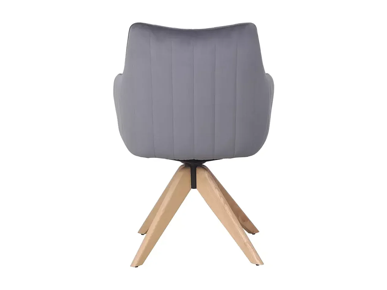 Chaise pivotante en tissu velours gris confortable et structure bois SWOP