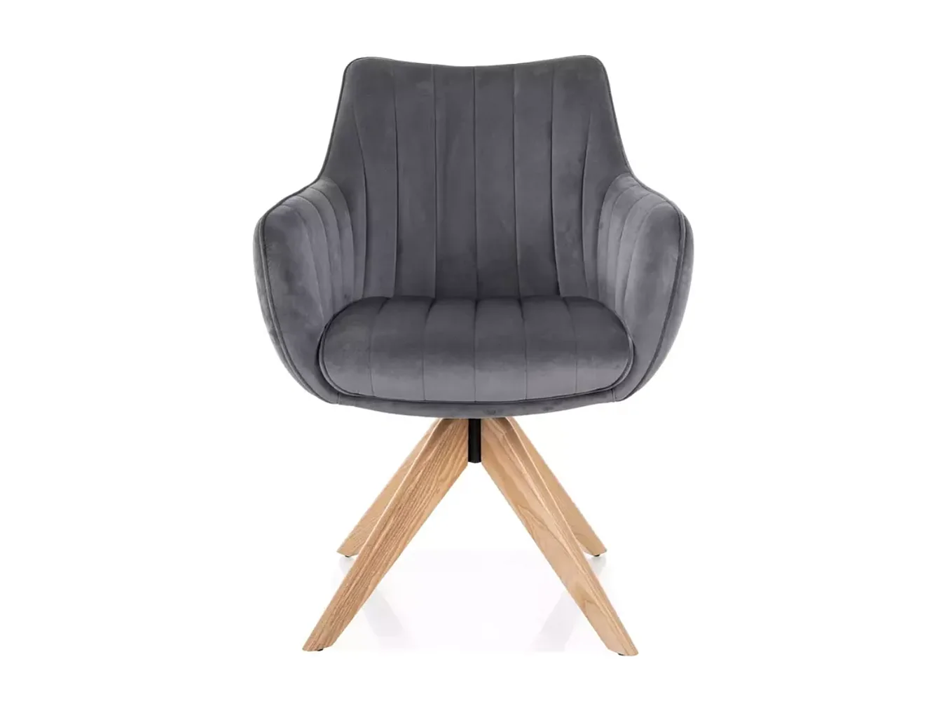 Chaise pivotante en tissu velours gris confortable et structure bois SWOP
