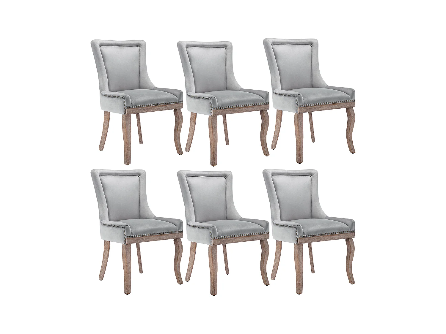 Chaise salle à manger velluto pieds bois massiccio design confortevole elegante grigio per cucina salone lotto de 6