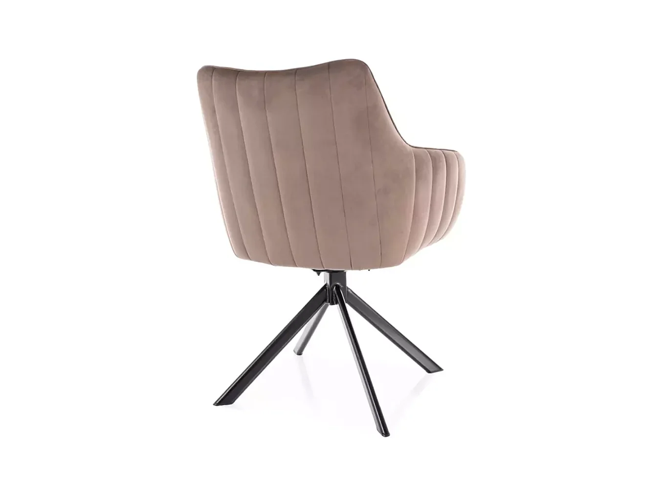Chaise pivotante en tissu velours cappuccino et structure métal noir mat SWOP