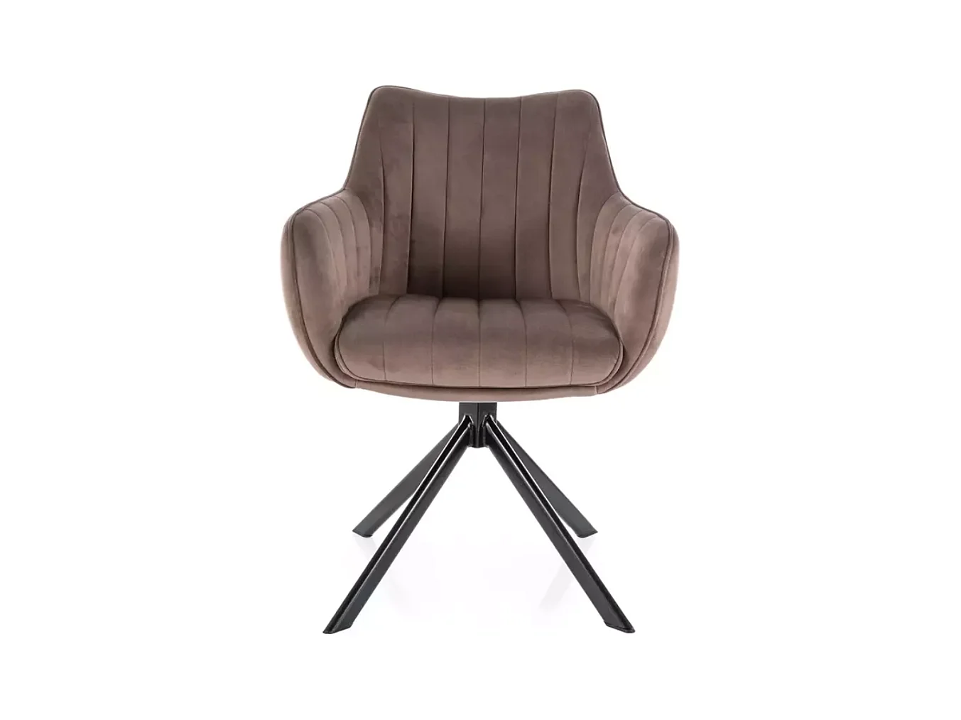 Chaise pivotante en tissu velours cappuccino et structure métal noir mat SWOP
