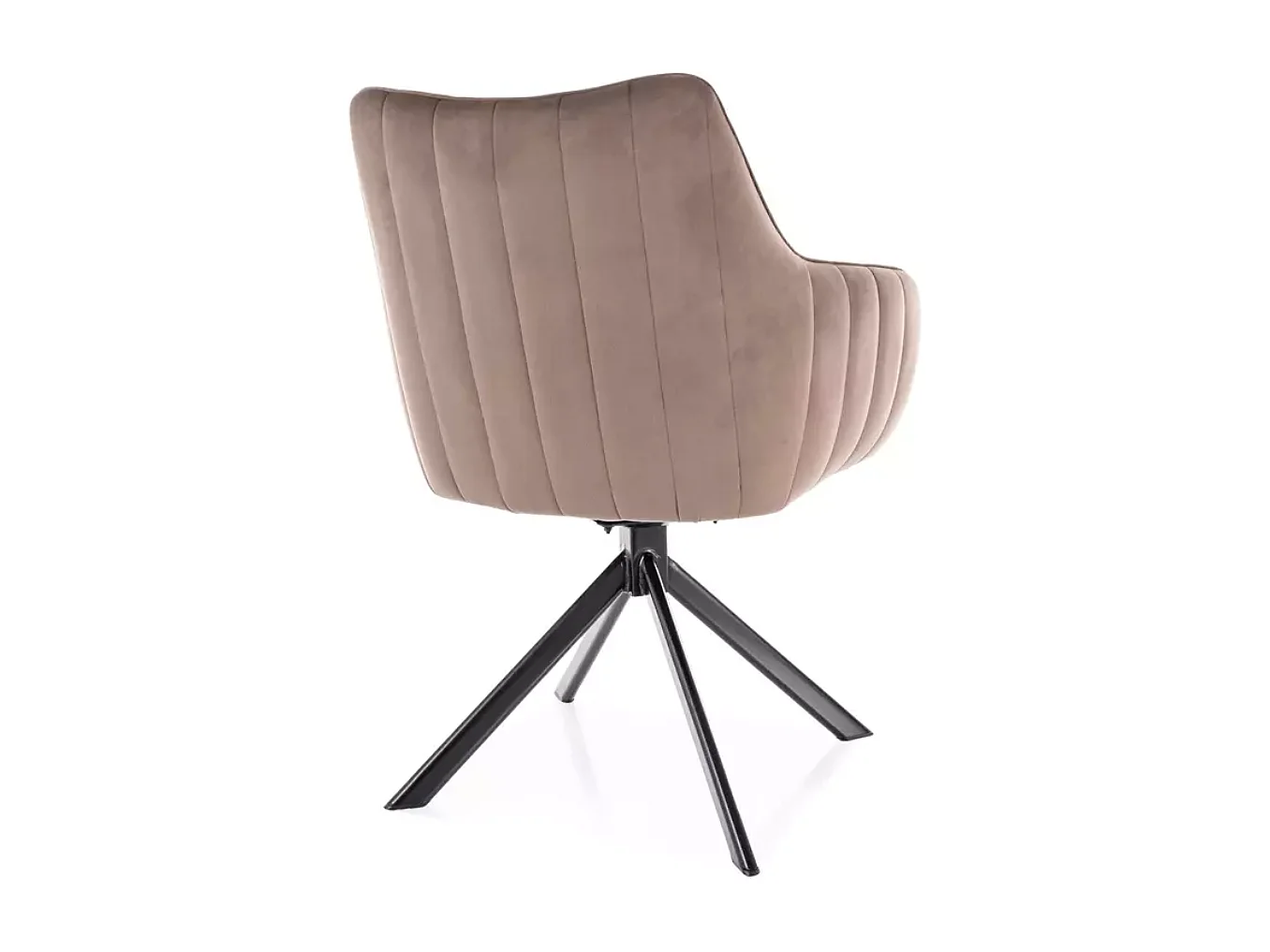 Chaise pivotante en tissu velours cappuccino et structure métal noir mat SWOP