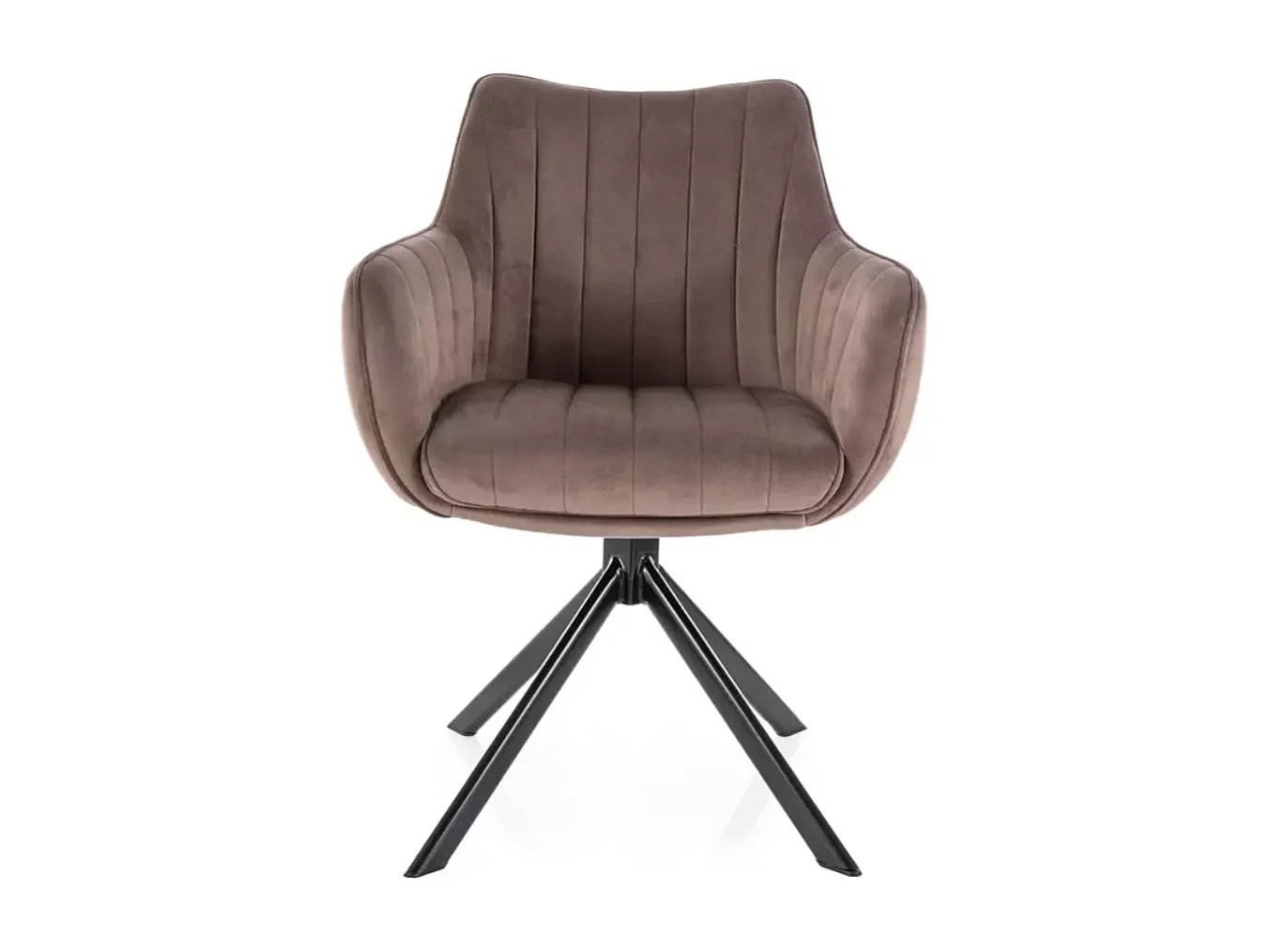 Chaise pivotante en tissu velours cappuccino et structure métal noir mat SWOP