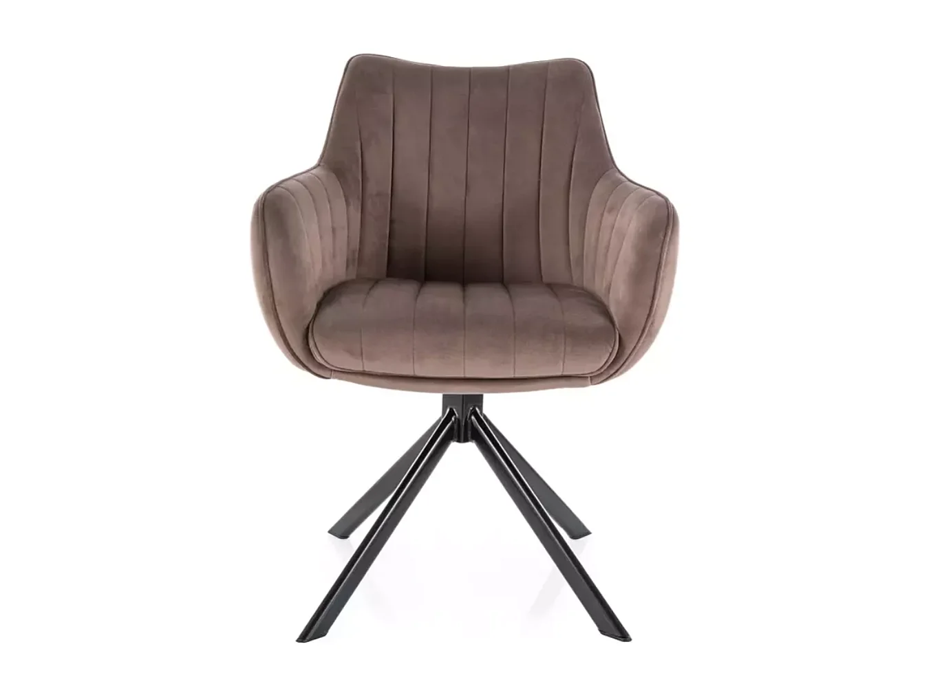 Chaise pivotante en tissu velours cappuccino et structure métal noir mat SWOP