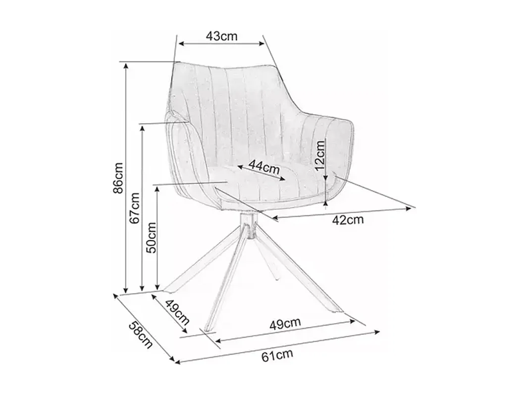 Chaise pivotante en tissu velours cappuccino et structure métal noir mat SWOP