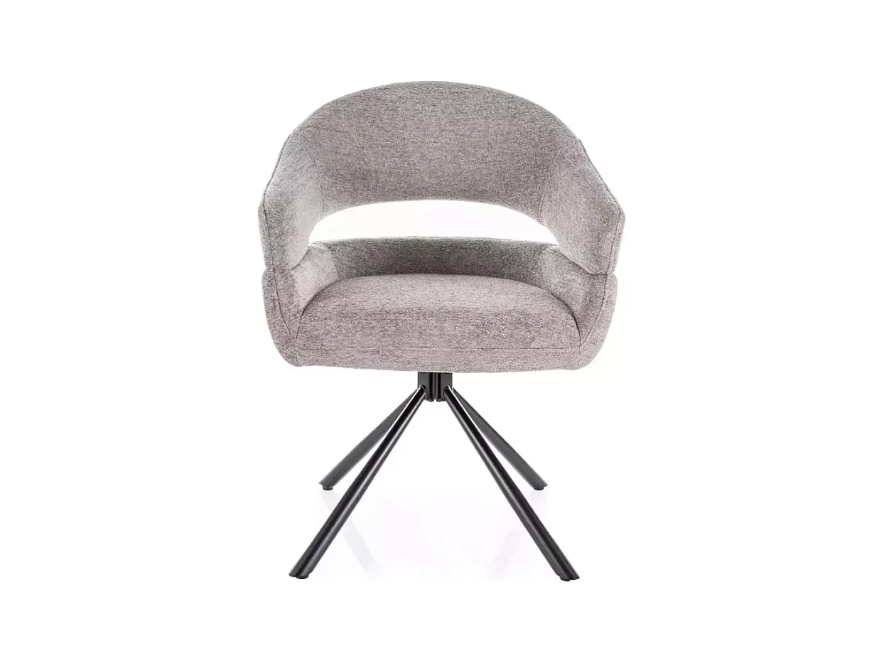 Chaise tissu doux avec accoudoirs design pivotante à 180° gris LAVIN