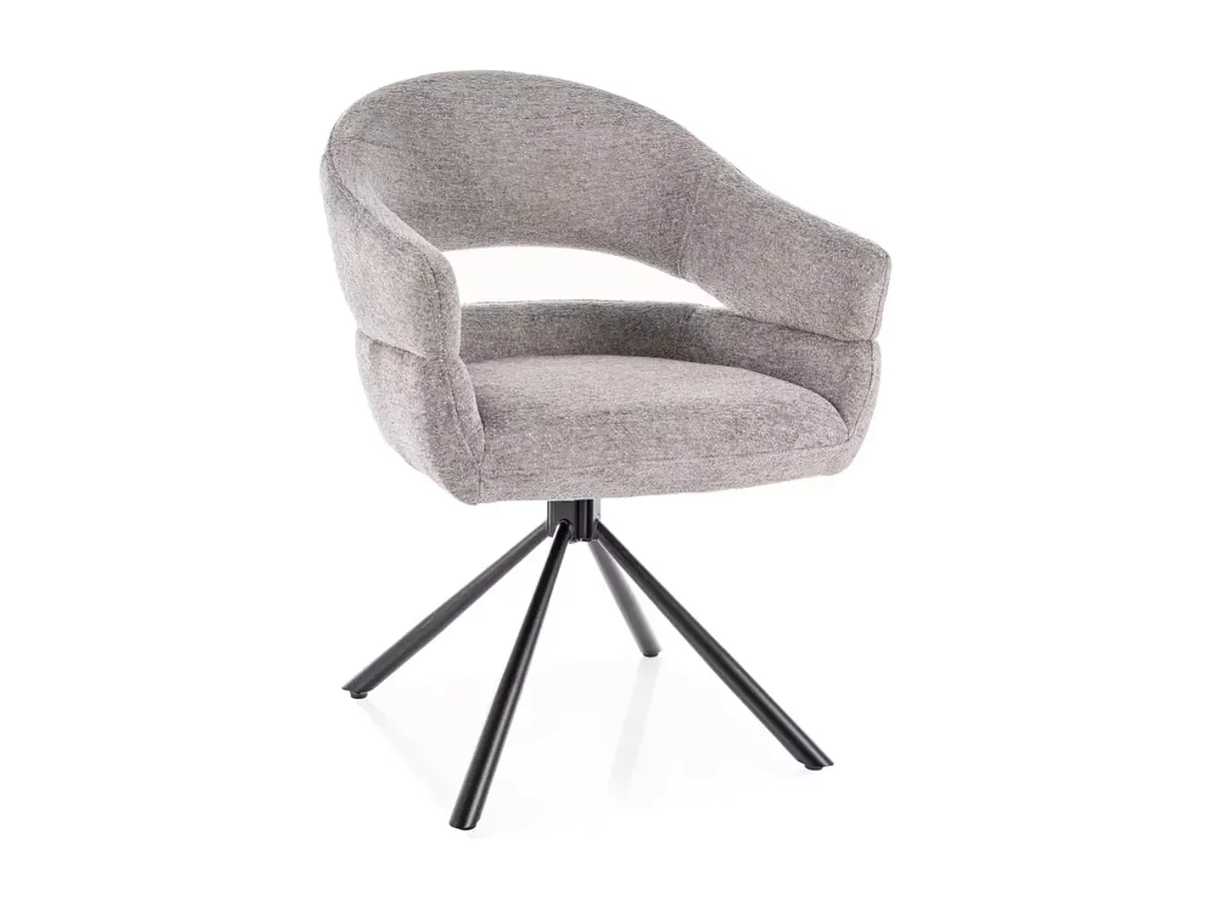 Chaise tissu doux avec accoudoirs design pivotante à 180° gris LAVIN