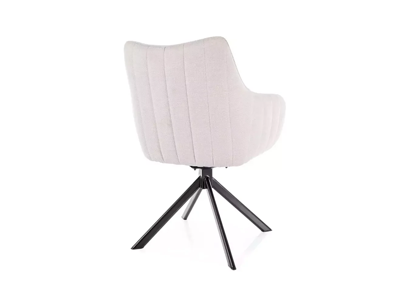 Chaise pivotante en tissu velours beige et structure métal noir mat SWOP
