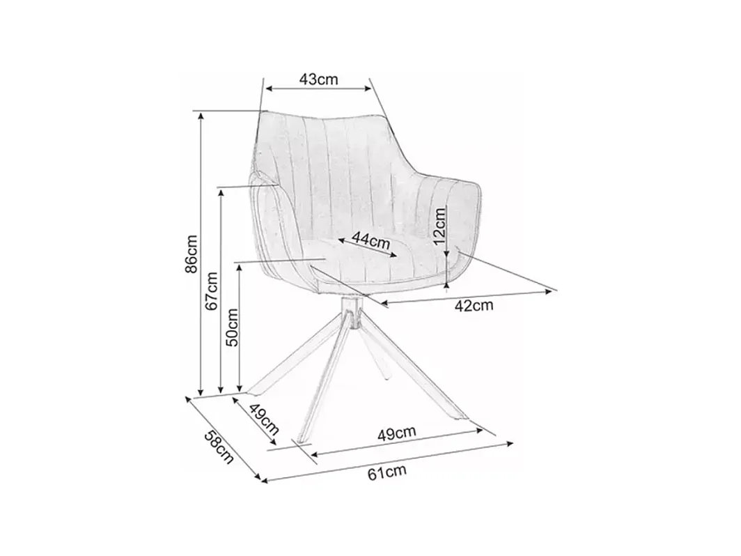 Chaise pivotante en tissu velours beige et structure métal noir mat SWOP