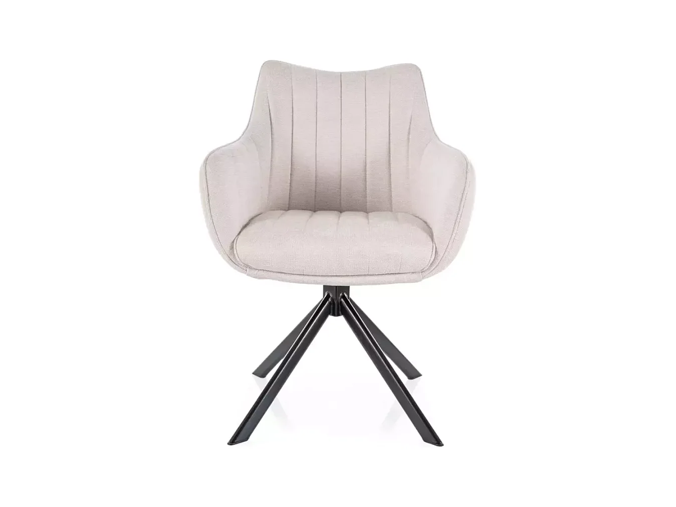 Chaise pivotante en tissu velours beige et structure métal noir mat SWOP