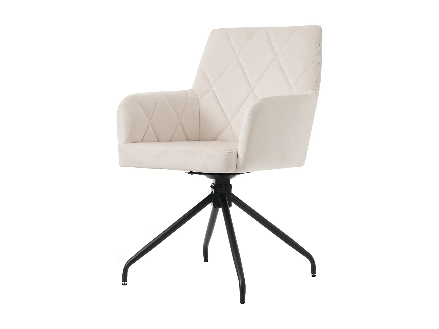 Chaise pivotante 360° velluto beige con dossier losange pieds metallo regolabile salone ufficio lounge lotto di 6