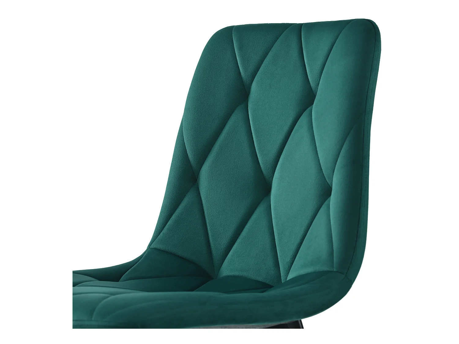 Cadeira de jantar em veludo sarja verde escuro com encosto em metal e design moderno, pernas em metal, 45x40x86 cm