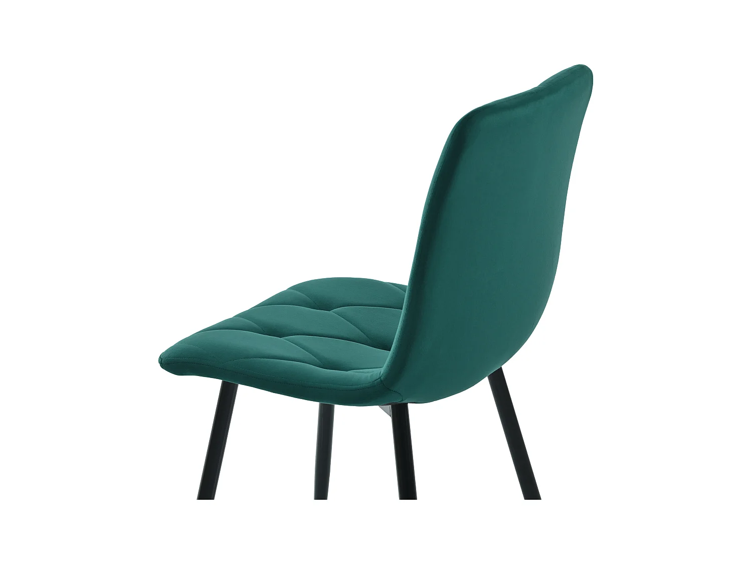 Cadeira de jantar em veludo sarja verde escuro com encosto em metal e design moderno, pernas em metal, 45x40x86 cm